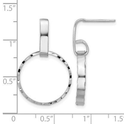 Sterlingsilber Rhodiniert Diamantiert Kreise Stecker Ohrhänger