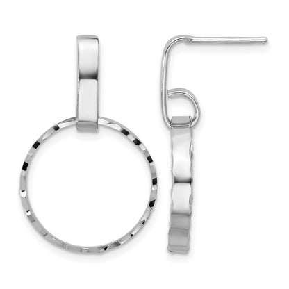 Sterlingsilber Rhodiniert Diamantiert Kreise Stecker Ohrhänger