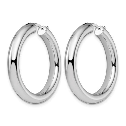 Sterlingsilber Rhodiniert 5mm Röhre Ohrringe