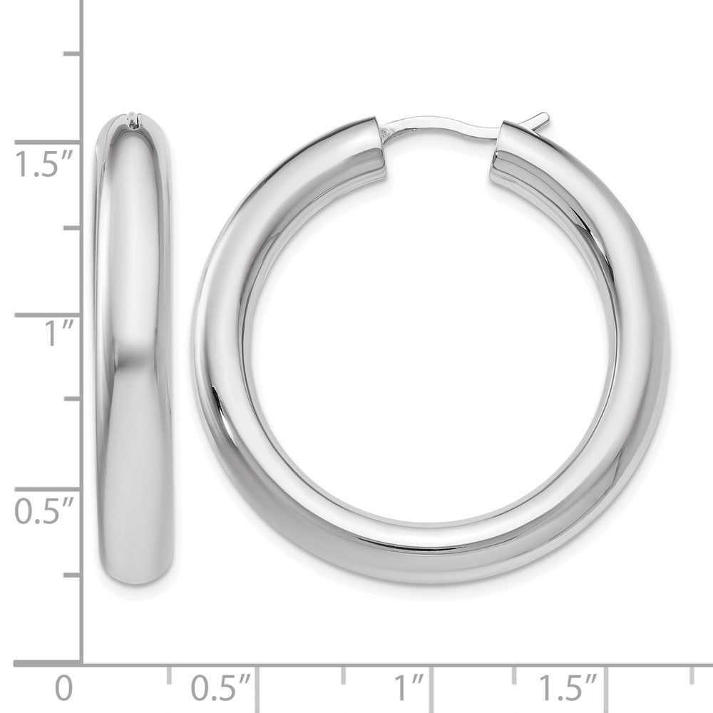 Sterlingsilber Rhodiniert 5mm Röhre Ohrringe