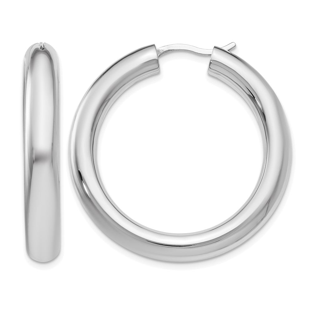 Sterlingsilber Rhodiniert 5mm Röhre Ohrringe