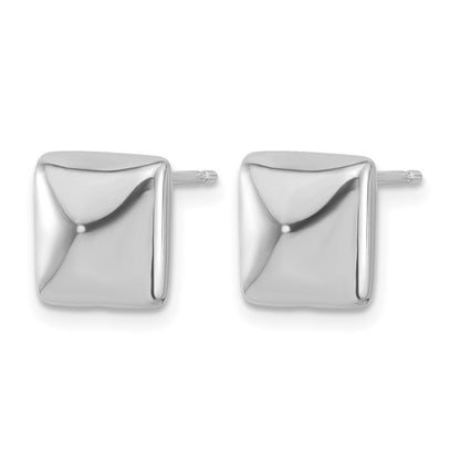 Sterlingsilber Rhodiniert Platin Poliert Hohl Gewölbt Quadratisch Stecker Ohrring
