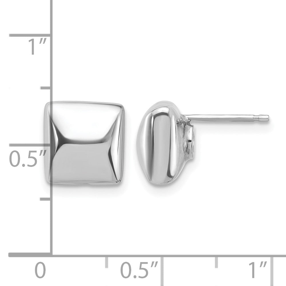 Sterlingsilber Rhodiniert Platin Poliert Hohl Gewölbt Quadratisch Stecker Ohrring