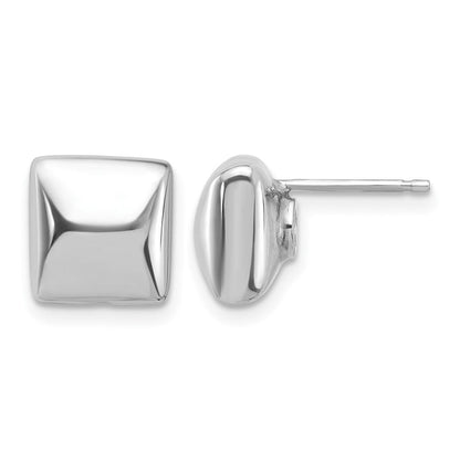 Sterlingsilber Rhodiniert Platin Poliert Hohl Gewölbt Quadratisch Stecker Ohrring