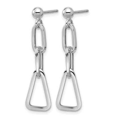 Sterlingsilber Rhodiniert Platte Geometric Glieder Hängend Ohrstecker