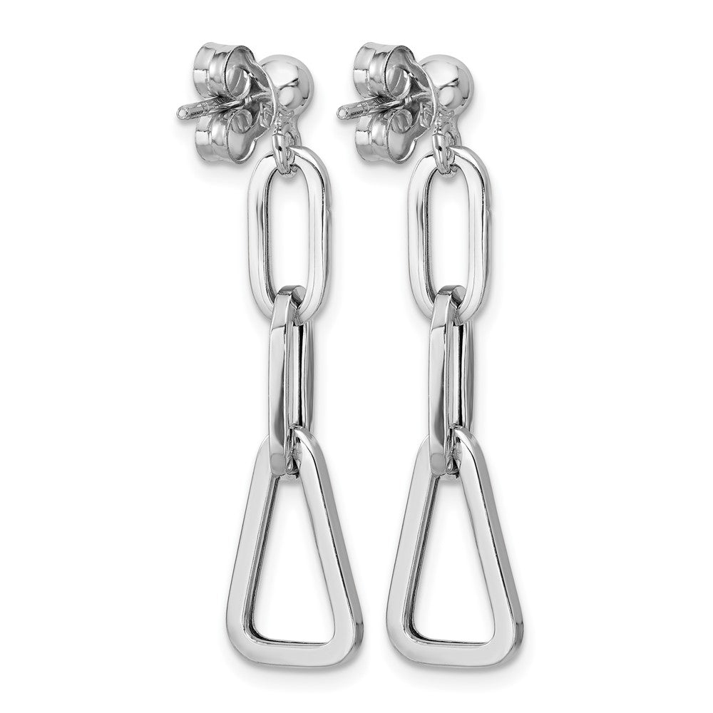 Sterlingsilber Rhodiniert Platte Geometric Glieder Hängend Ohrstecker