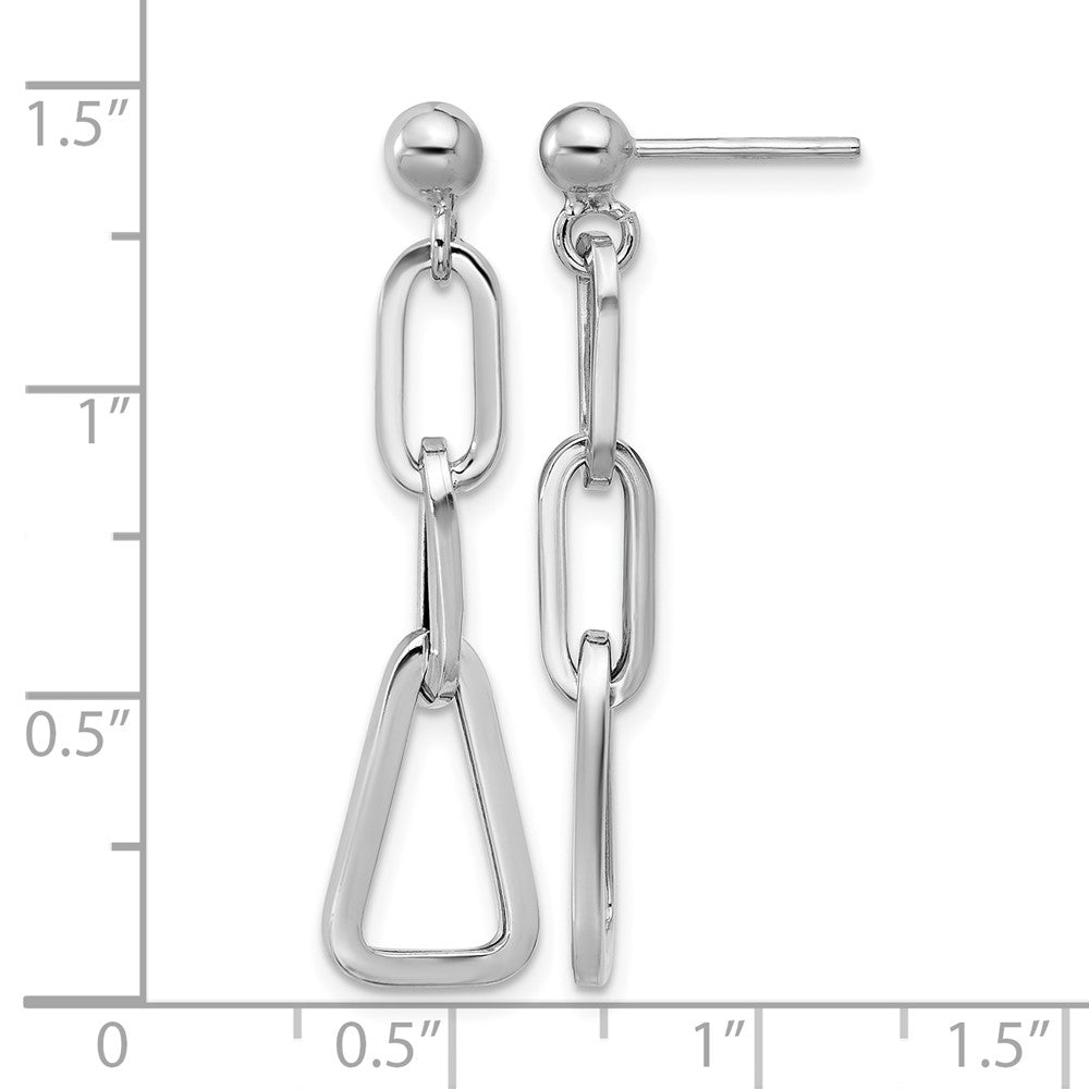Sterlingsilber Rhodiniert Platte Geometric Glieder Hängend Ohrstecker