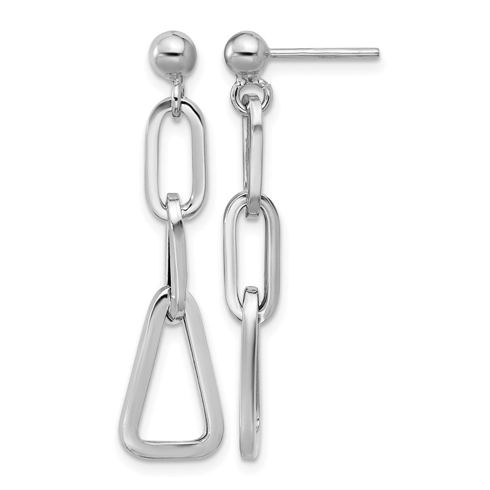 Sterlingsilber Rhodiniert Platte Geometric Glieder Hängend Ohrstecker
