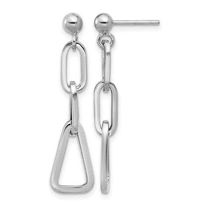 Sterlingsilber Rhodiniert Platte Geometric Glieder Hängend Ohrstecker