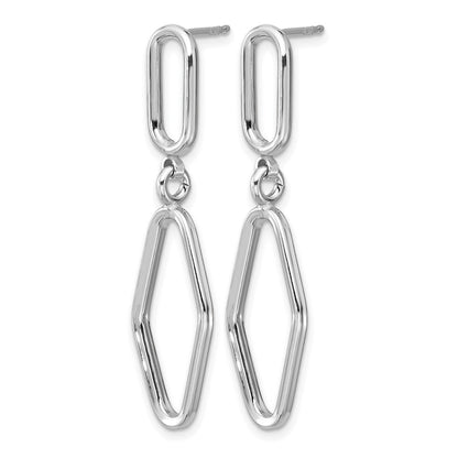 Sterlingsilber Rhodiniert Platin Poliert Geometric Hängend Ohrstecker
