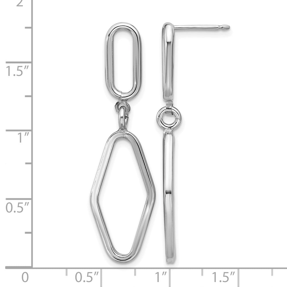 Sterlingsilber Rhodiniert Platin Poliert Geometric Hängend Ohrstecker