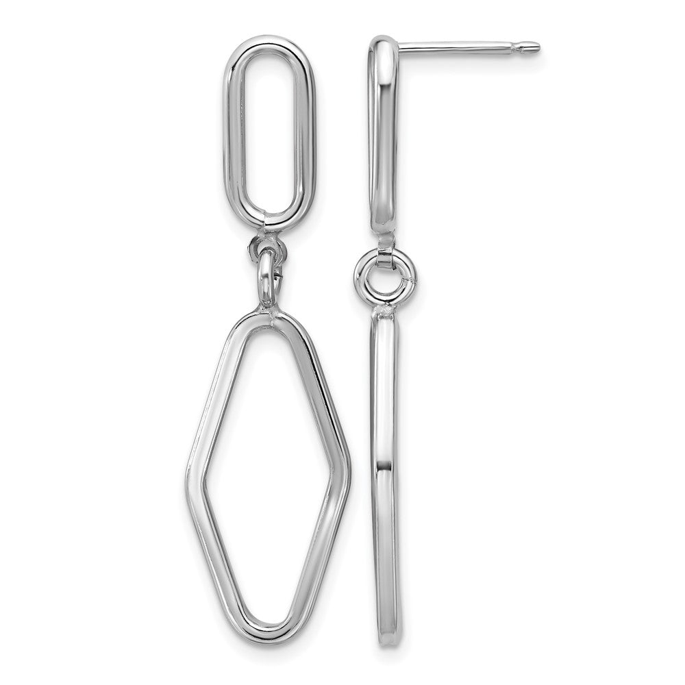 Sterlingsilber Rhodiniert Platin Poliert Geometric Hängend Ohrstecker