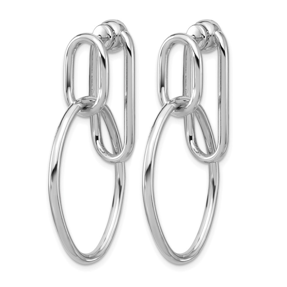 Sterlingsilber Ss Rhodiniert Poliert Vorderseite/back Oval Hängend Ohrstecker