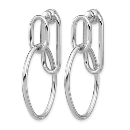 Sterlingsilber Ss Rhodiniert Poliert Vorderseite/back Oval Hängend Ohrstecker