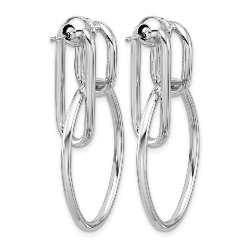 Sterlingsilber Ss Rhodiniert Poliert Vorderseite/back Oval Hängend Ohrstecker