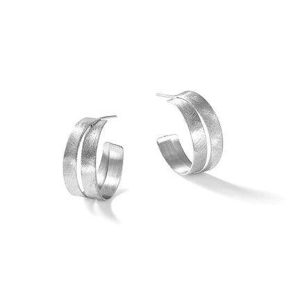 Sterlingsilber Rhodium Platte Scratch Finish J Creolen