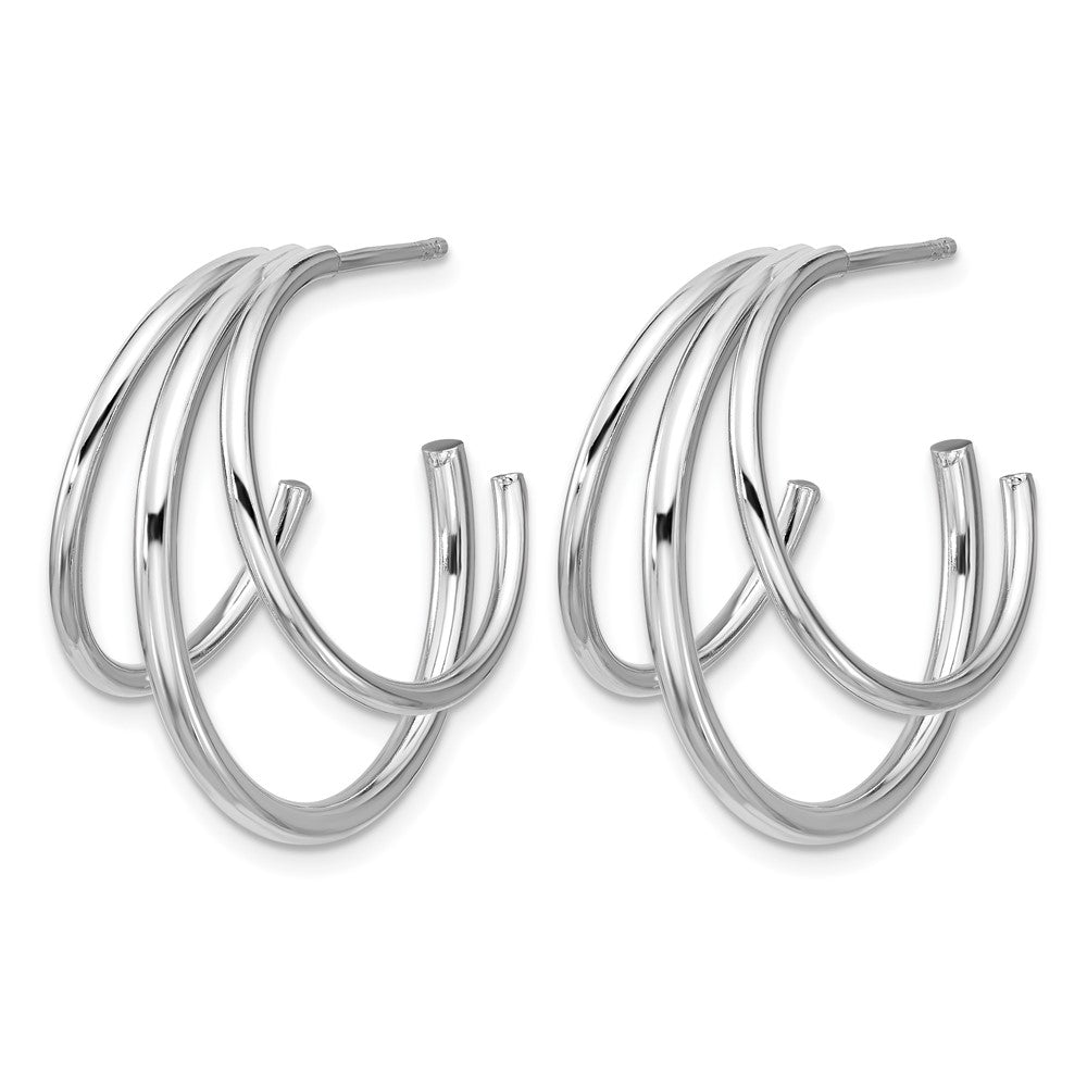 Sterlingsilber Rhodiniert Poliert 3 Reihe J Creole Ohrstecker