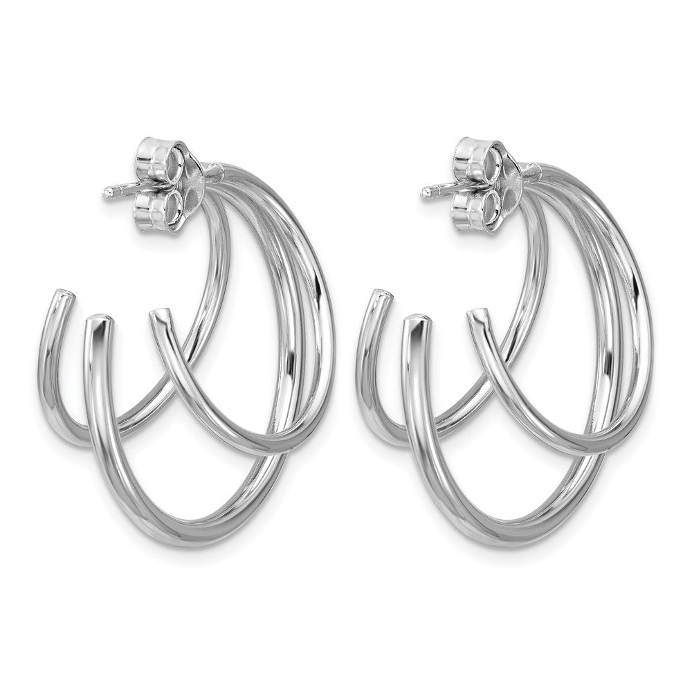 Sterlingsilber Rhodiniert Poliert 3 Reihe J Creole Ohrstecker