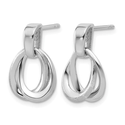 Sterlingsilber Ss Rhodiniert Poliert/brushed Ovals Hängend Ohrstecker