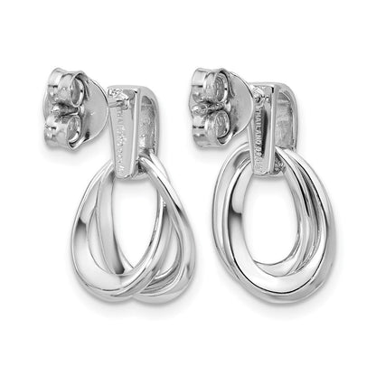 Sterlingsilber Ss Rhodiniert Poliert/brushed Ovals Hängend Ohrstecker