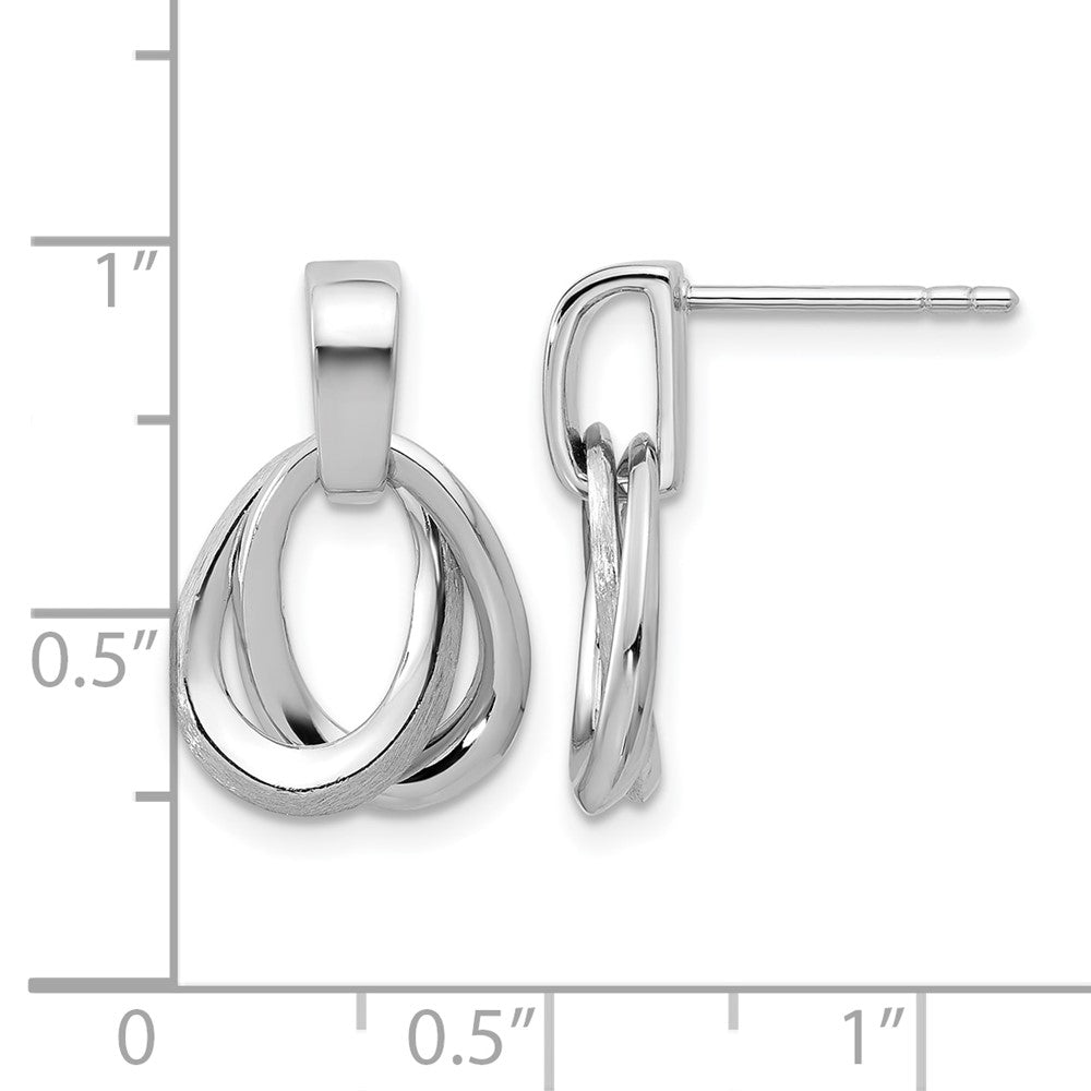 Sterlingsilber Ss Rhodiniert Poliert/brushed Ovals Hängend Ohrstecker