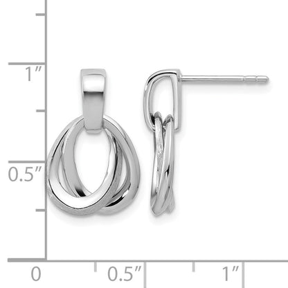 Sterlingsilber Ss Rhodiniert Poliert/brushed Ovals Hängend Ohrstecker