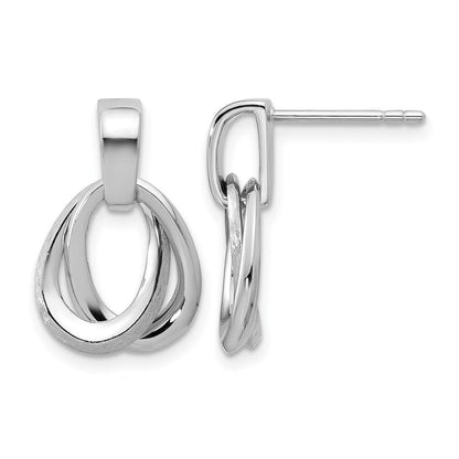 Sterlingsilber Ss Rhodiniert Poliert/brushed Ovals Hängend Ohrstecker