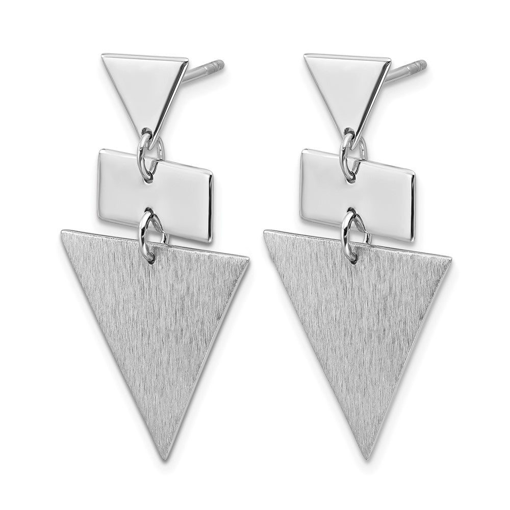 Sterlingsilber Ss Rhodiniert Poliert/brushed Geometric Hängend Ohrstecker