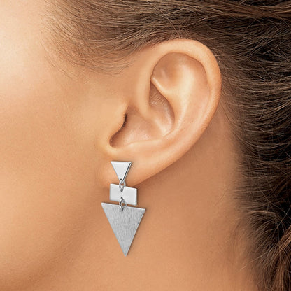 Sterlingsilber Ss Rhodiniert Poliert/brushed Geometric Hängend Ohrstecker