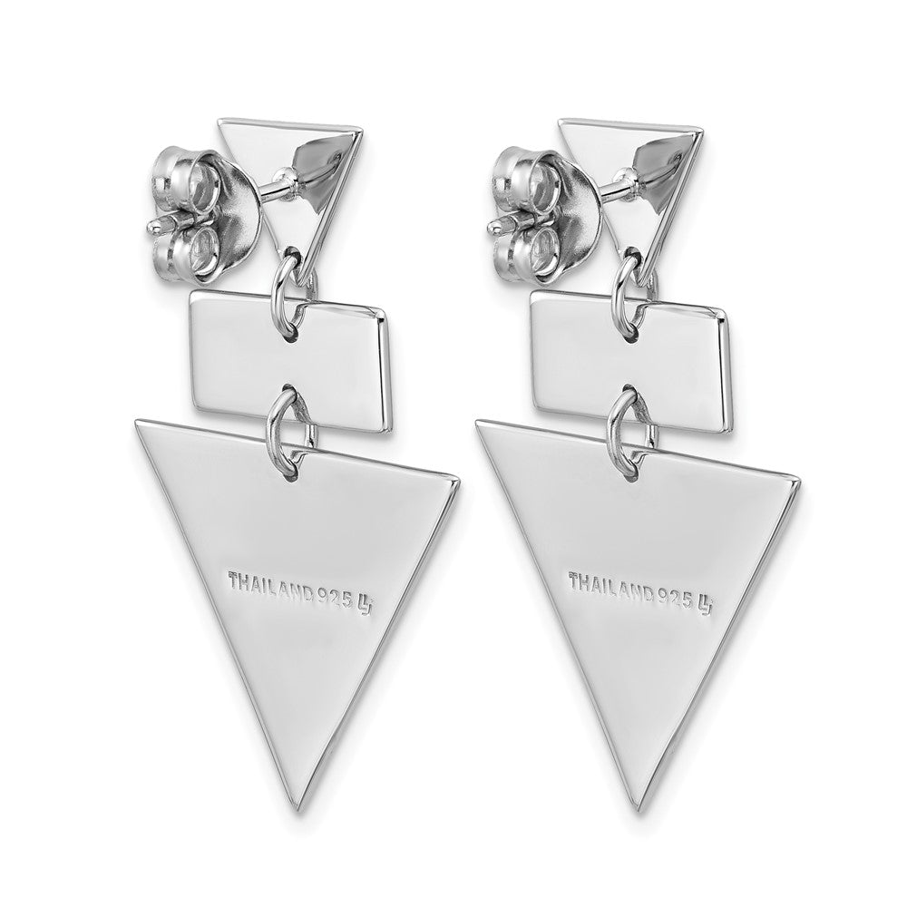 Sterlingsilber Ss Rhodiniert Poliert/brushed Geometric Hängend Ohrstecker
