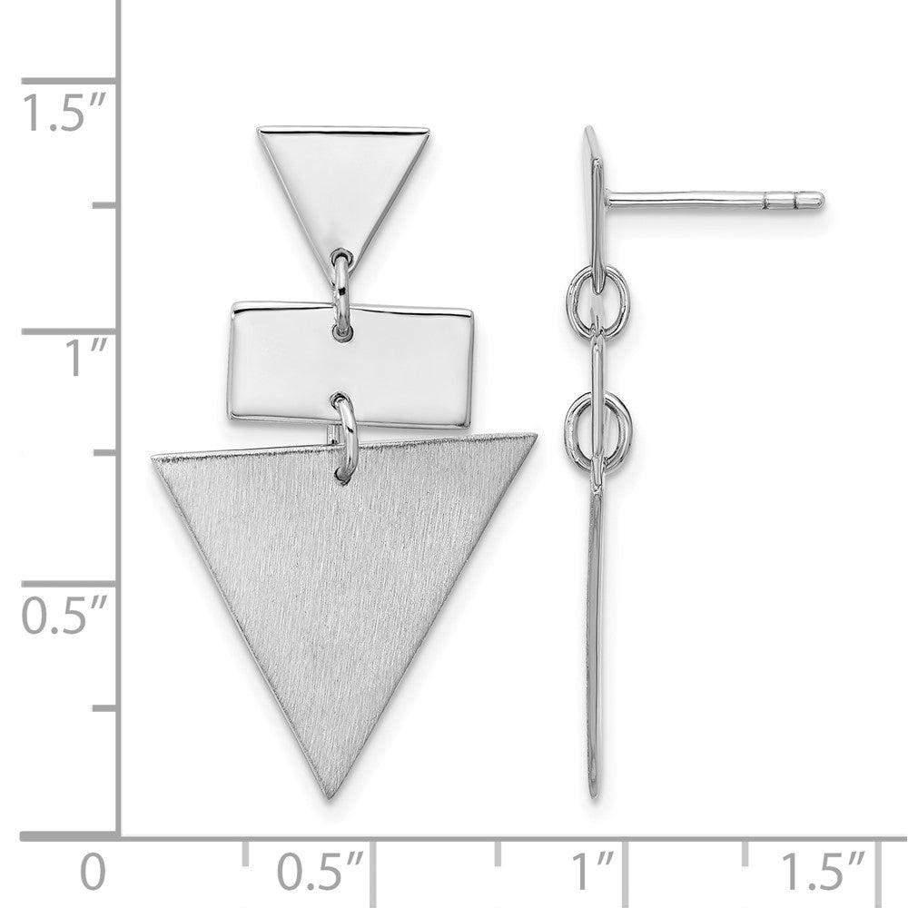 Sterlingsilber Ss Rhodiniert Poliert/brushed Geometric Hängend Ohrstecker