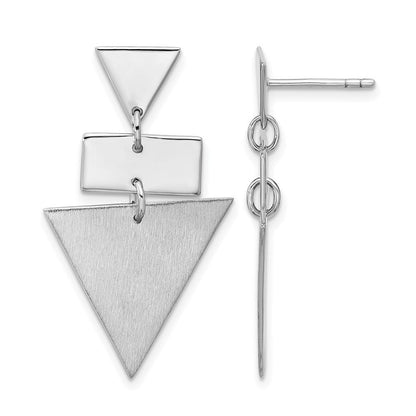 Sterlingsilber Ss Rhodiniert Poliert/brushed Geometric Hängend Ohrstecker