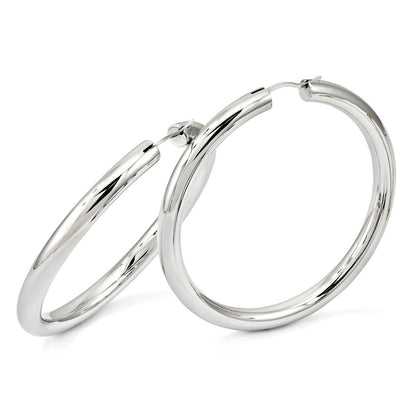 Sterlingsilber Rhodiniert 5mm Röhre Ohrringe