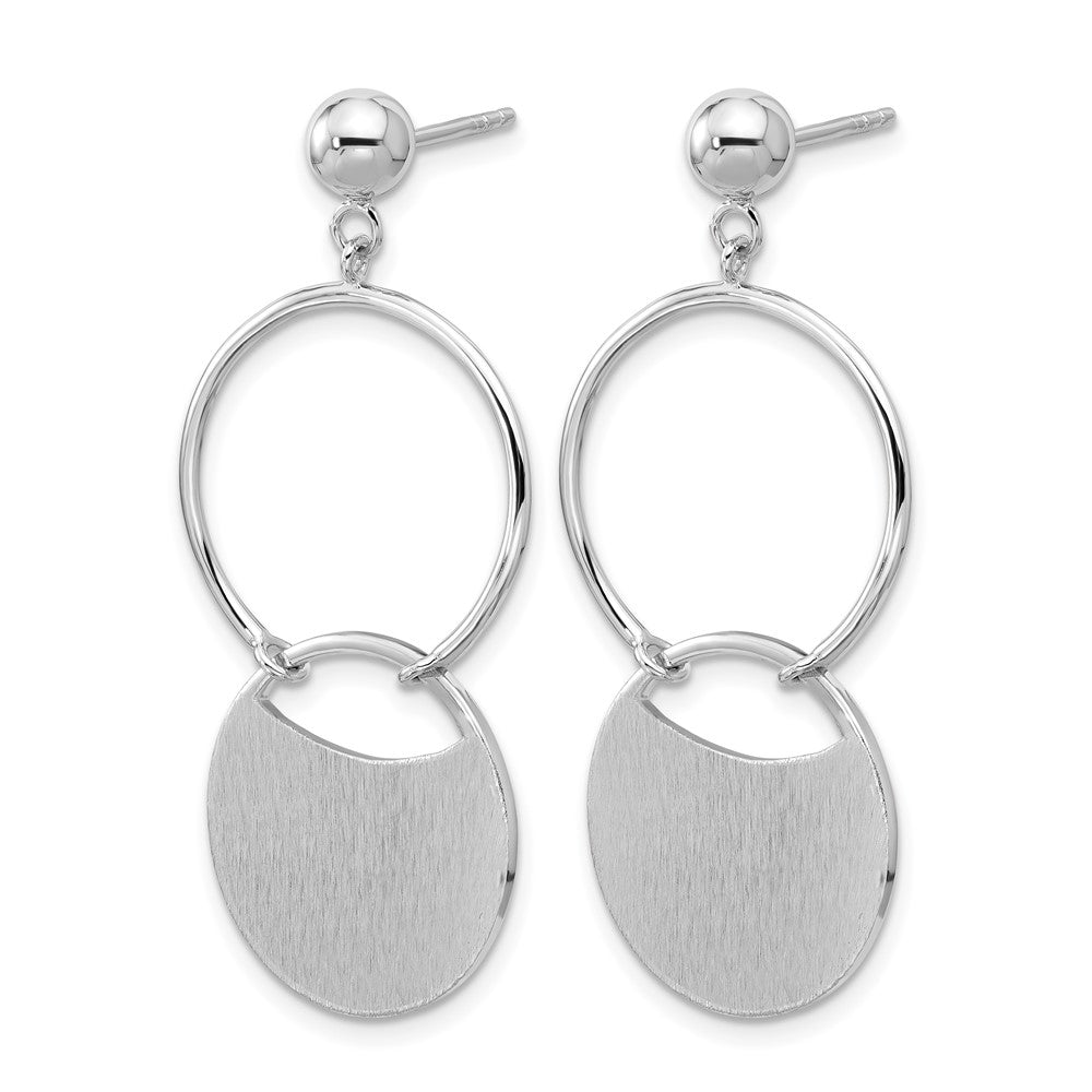 Sterlingsilber Ss Rhodiniert Poliert/brushed Kreise Hängend Ohrstecker