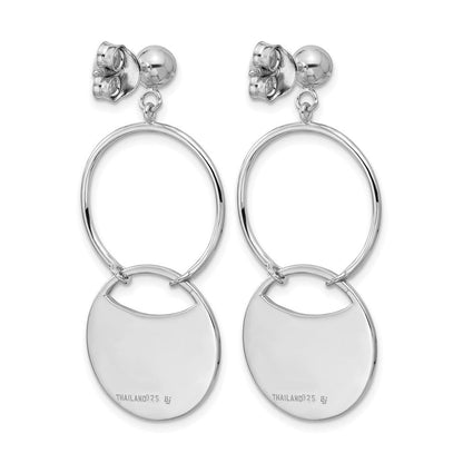 Sterlingsilber Ss Rhodiniert Poliert/brushed Kreise Hängend Ohrstecker