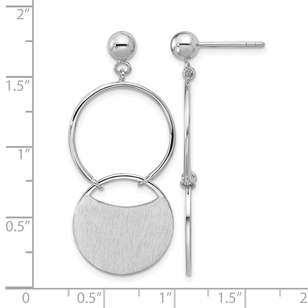 Sterlingsilber Ss Rhodiniert Poliert/brushed Kreise Hängend Ohrstecker