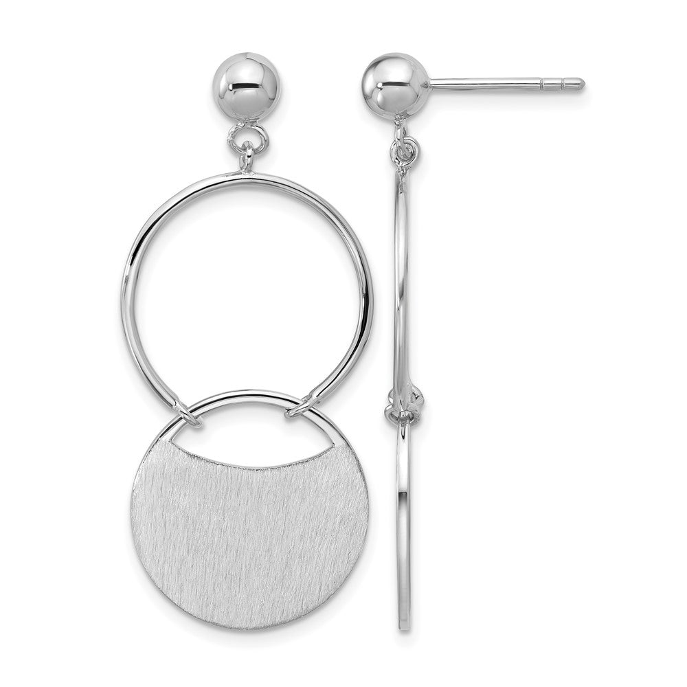 Sterlingsilber Ss Rhodiniert Poliert/brushed Kreise Hängend Ohrstecker