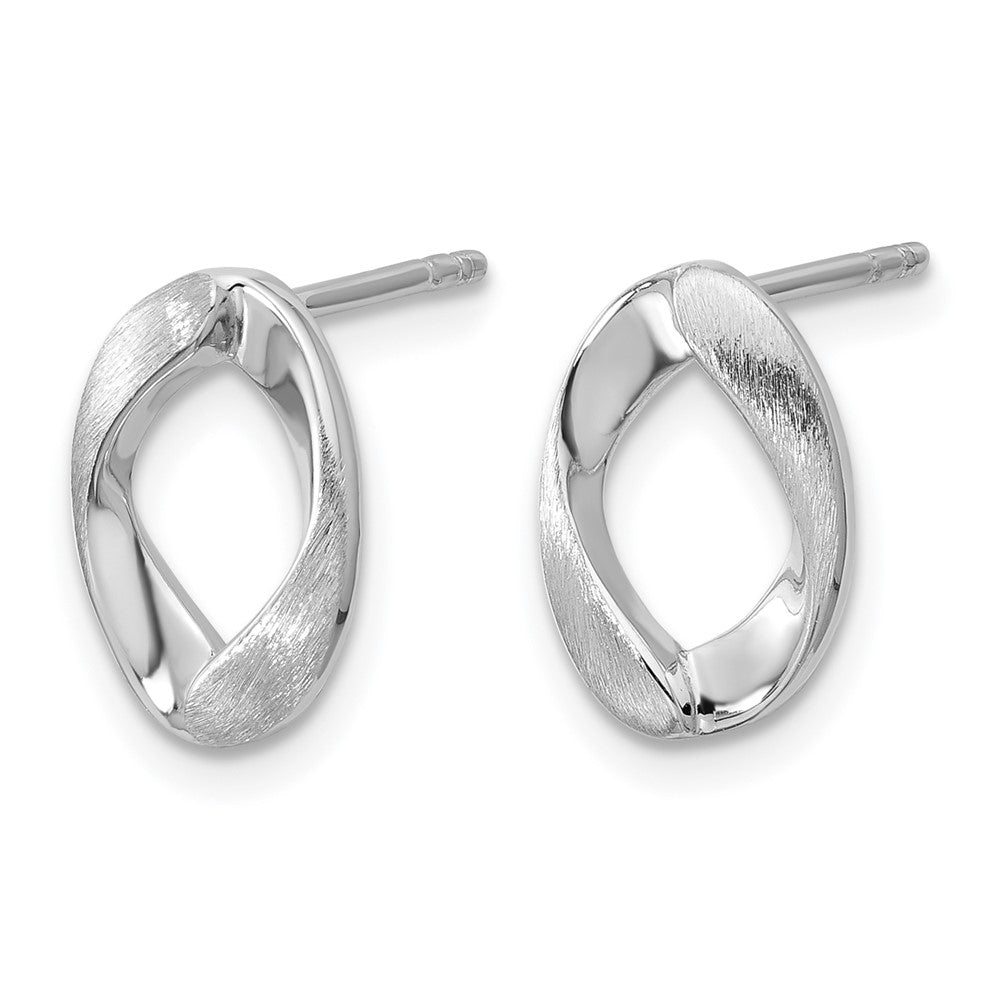 Sterlingsilber Rhodiniert Poliert/brushed Oval Ohrstecker