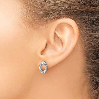 Sterlingsilber Rhodiniert Poliert/brushed Oval Ohrstecker