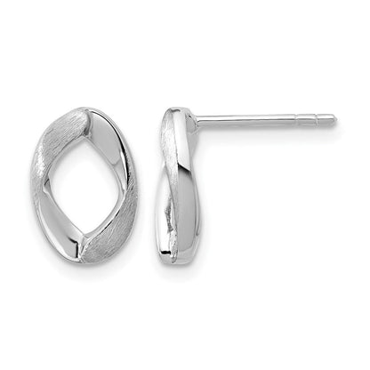 Sterlingsilber Rhodiniert Poliert/brushed Oval Ohrstecker