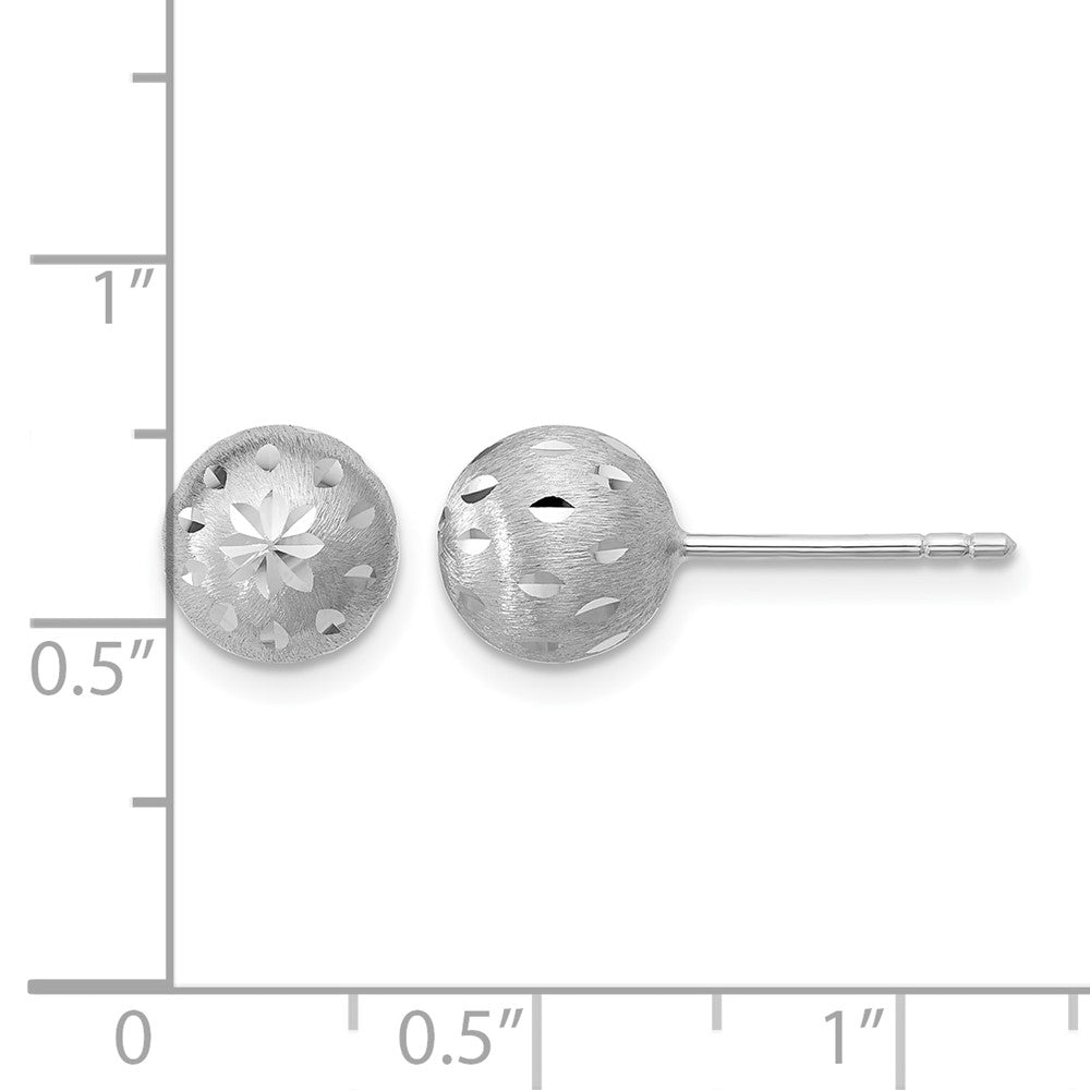 Sterlingsilber Ss Rhodiniert Poliert/brushed/dia Schliff Kugel Ohrstecker