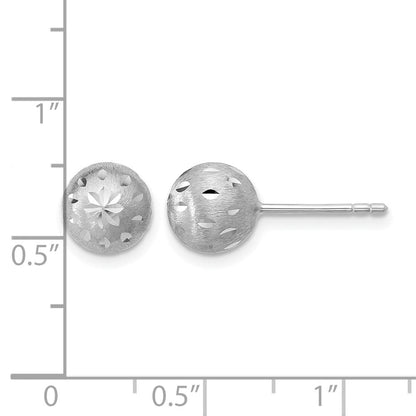 Sterlingsilber Ss Rhodiniert Poliert/brushed/dia Schliff Kugel Ohrstecker