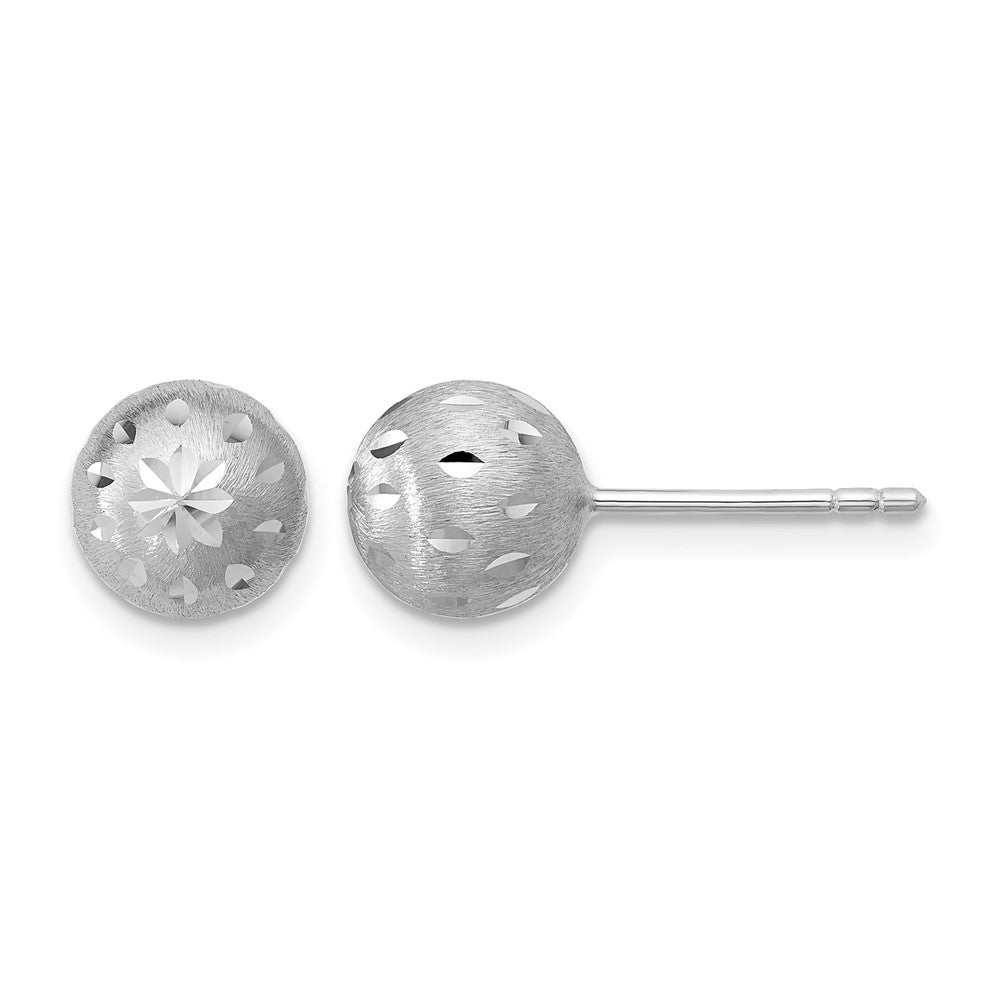 Sterlingsilber Ss Rhodiniert Poliert/brushed/dia Schliff Kugel Ohrstecker