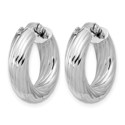 Sterlingsilber Rhodiniert Platin Poliert/grooved Rund Creolen
