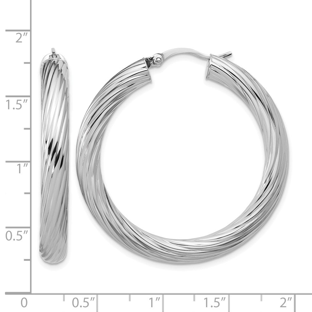 Sterlingsilber Rhodiniert Platin Poliert/grooved Rund Creolen