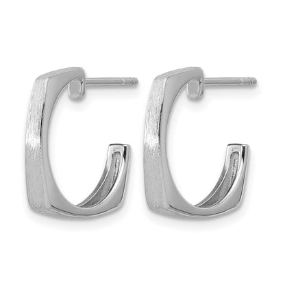 Sterlingsilber Ss Rhodiniert Poliert/brushed Quadratisch J Creole Ohrstecker