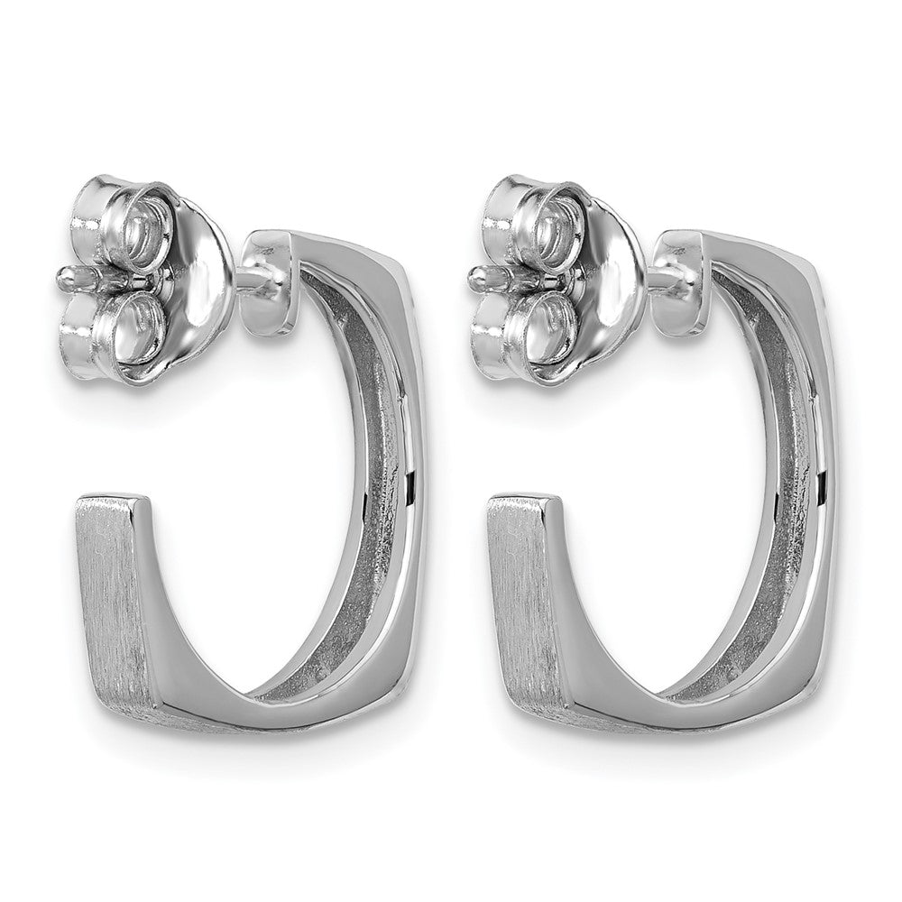 Sterlingsilber Ss Rhodiniert Poliert/brushed Quadratisch J Creole Ohrstecker