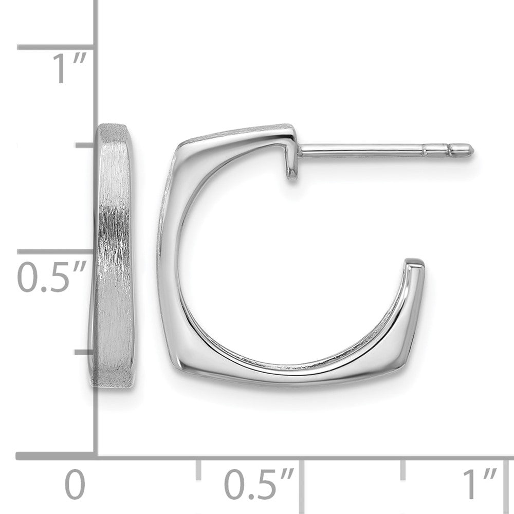 Sterlingsilber Ss Rhodiniert Poliert/brushed Quadratisch J Creole Ohrstecker