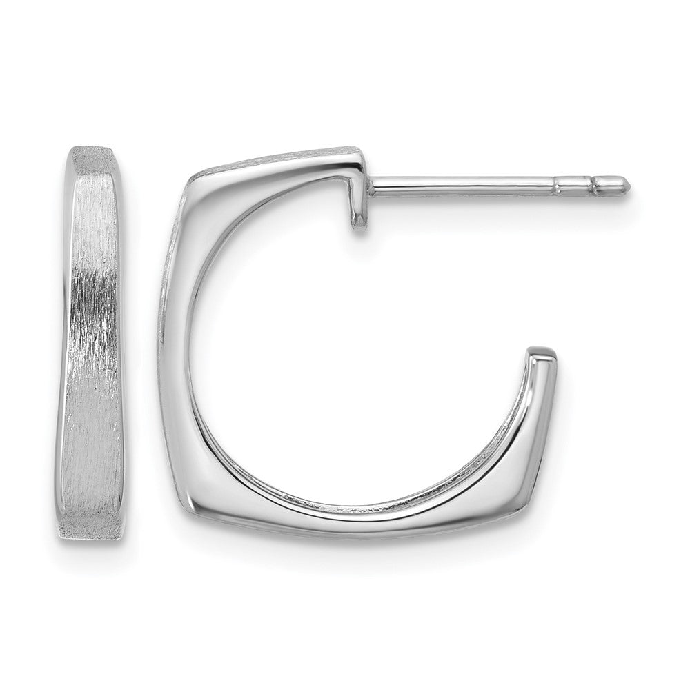 Sterlingsilber Ss Rhodiniert Poliert/brushed Quadratisch J Creole Ohrstecker