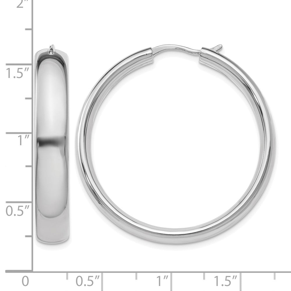 Sterlingsilber Rhodiniert 6mm Halb Rund Röhre Ohrringe